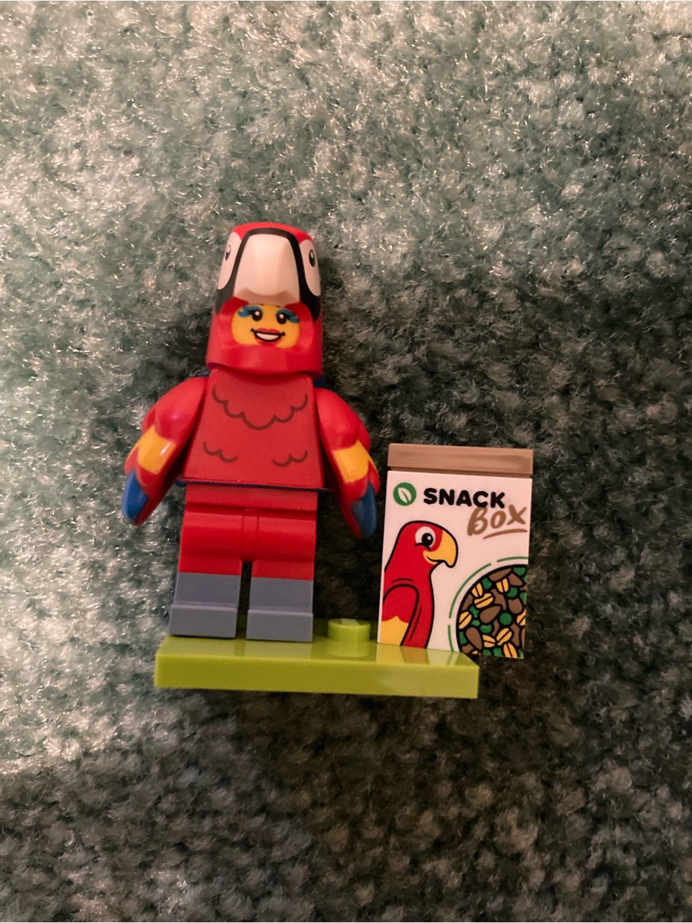 Lego Red Parrot Minifigure with Snack Box